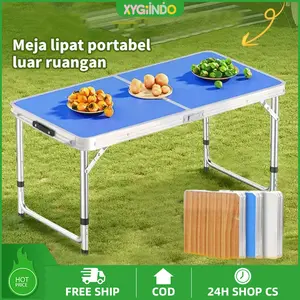 MeHaa Meja Lipat Portable Aluminium 120x60cm - Free Bubble Wrap & Kardus, Tinggi Adjustable 3 Level, Ringan & Kokoh, Multi Fungsi untuk Camping, Piknik & Jualan
