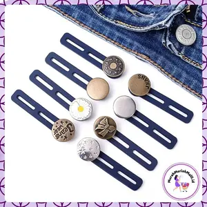 MMM-BUNDLING 1PCS  14PCSMIX Kancing Celana Jeans Metalic Aksesoris  Pembesar Double Extender Kancing Lubang 2 Adjustable Button