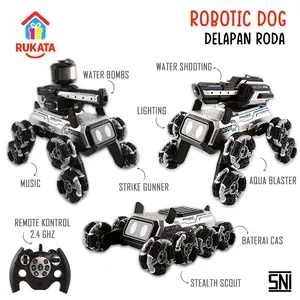 RC Stunt Dog Remote Kontrol 2.4ghz Baterai Cas Water Bombs Shooting 8 Roda Bisa Gerak Lampu
