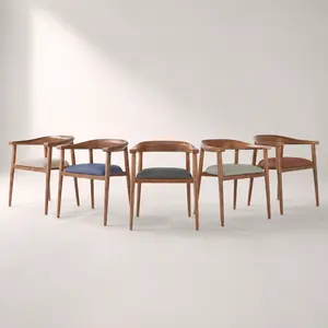 BREWSUNIQ - Suede Dining Chair Scandinavian / Kursi Makan Scandinavian Estetik Minimalis Kayu Jati
