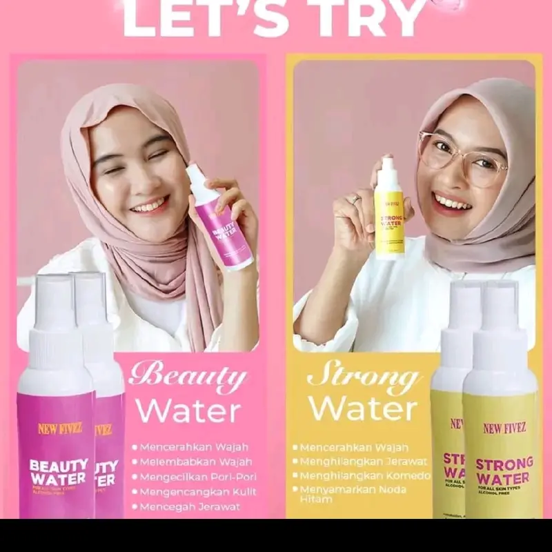 Newfivez Strong Water For All Skin Types Alcohol Free Face Mist Spay melembabkan , mencerahkan , mengontrol minyak diwajah Perawatan Kusam 1