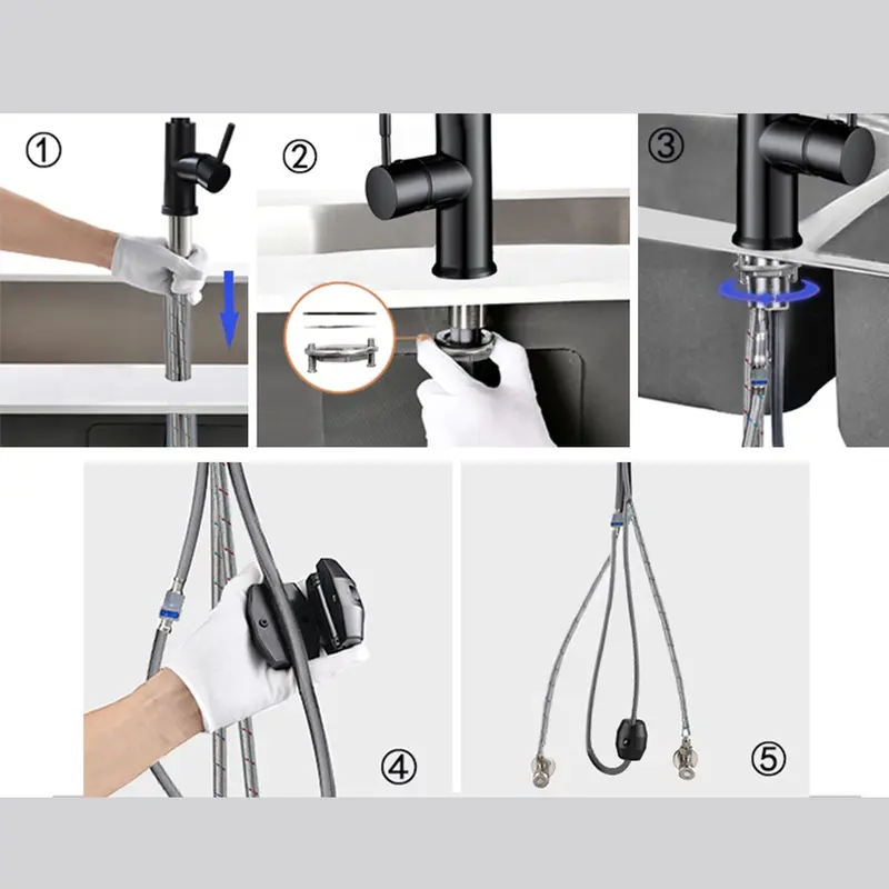 【Siap Stok COD】Sink Tarik Keran Cuci Piring Fleksibel Stainless Faucet Sprayer kran  Kitchen sink kran air cuci piring 6