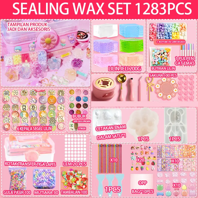 Jelly Wax Fire Paint Sealing Wax Set / Produksi Gantungan Kunci / Mainan Penghilang Stres Segel Amplop Set Lilin Jeli Jelly Wax Set Kotak