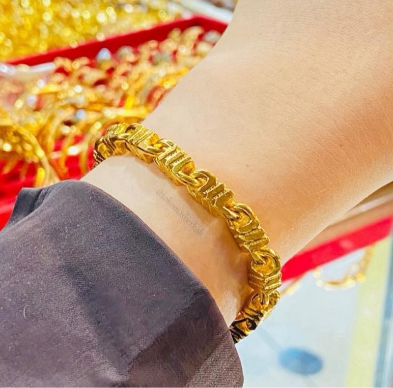 Gelang motif balok mainan bell mas lapis (emas bervariasi)