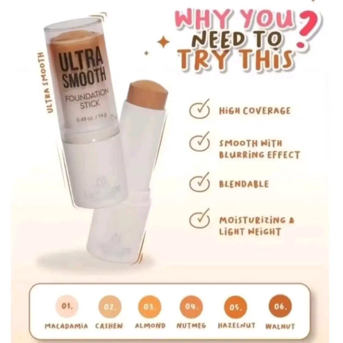 LA Tulipe Ultra Smooth Stick Foundation 14gr Concealer - Produk Kecantikan Wajah