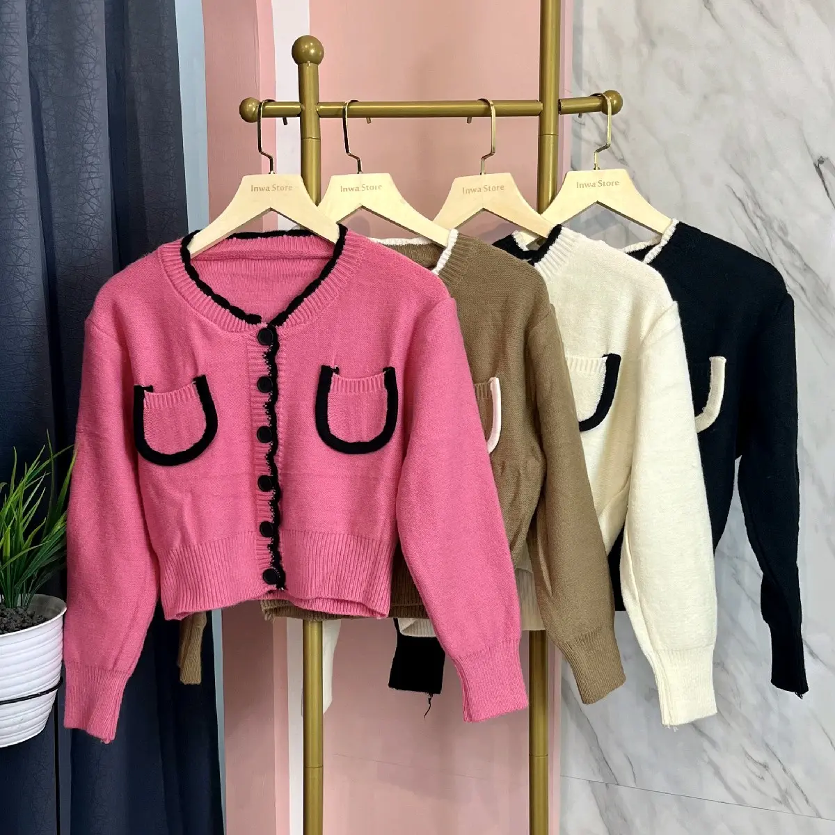 Adila Pocket Cardi Rajut Import Cardigan Wanita