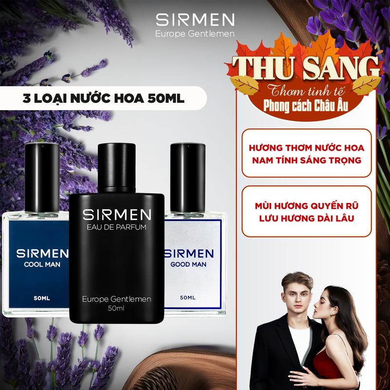 [Chai 50ml - 3 Mùi] Nước hoa nam SIRMEN Eau de Parfum Châu Âu Europe Gentlemen cao cấp thơm tự nhiên sang trọng