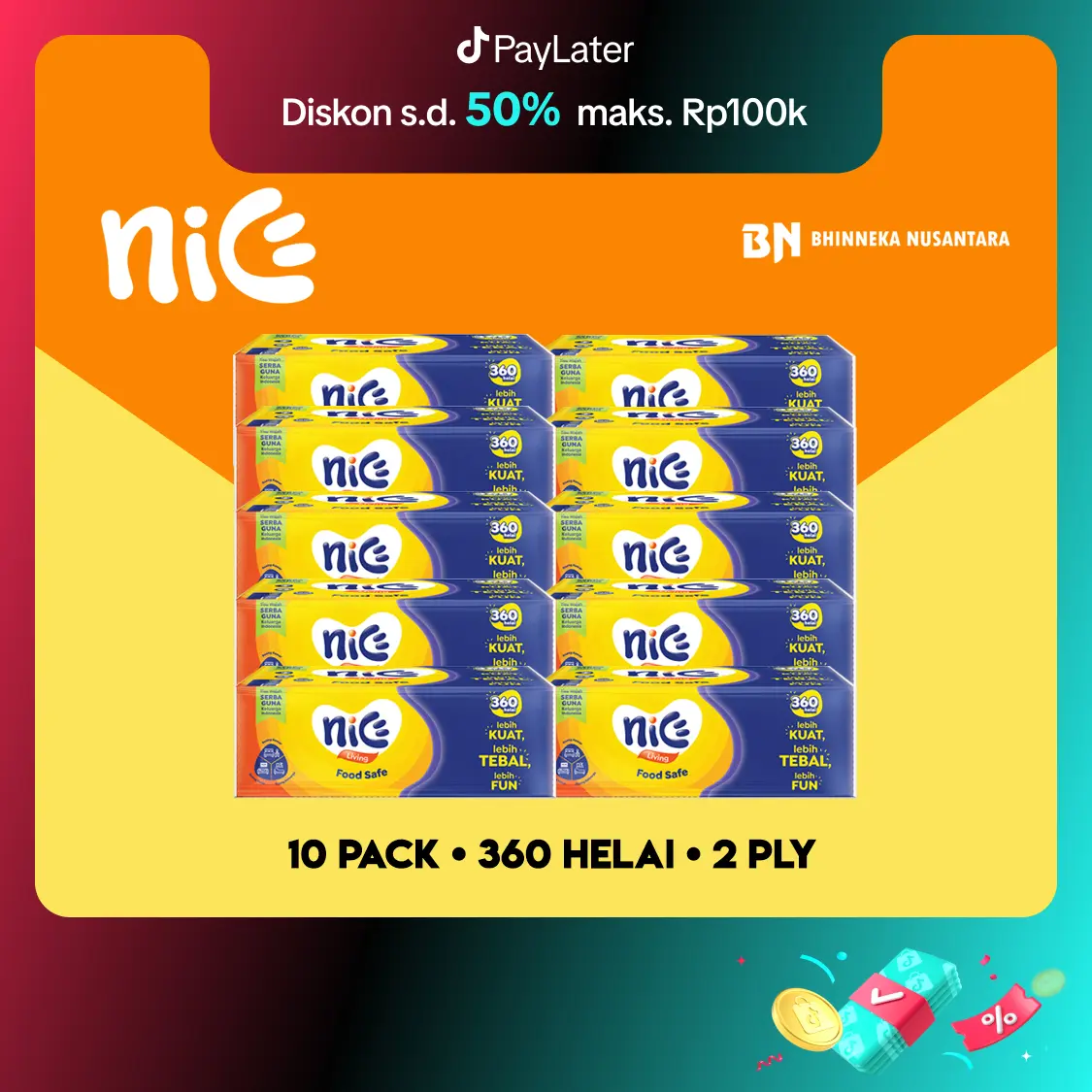 Nice Facial Tissue 360 Helai [10 Pack]