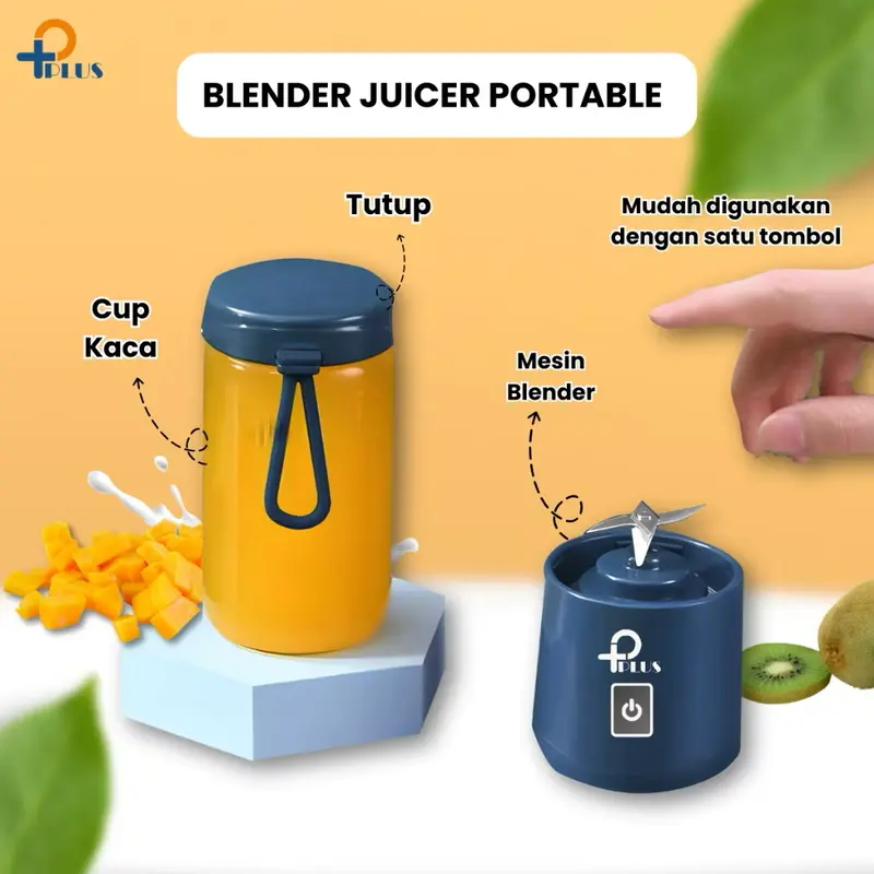 Kaca Blender Mpasi 8 Pisau Juice Portable 1 Botol Mini USB Blander Biru 380ML Juicer 1
