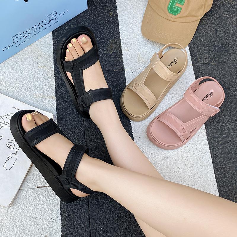 Dép sandal nữ xinh dây dù nhựa quai dán, dép xăng đan nữ bản đế Pu mềm nguyên khối, BTdep