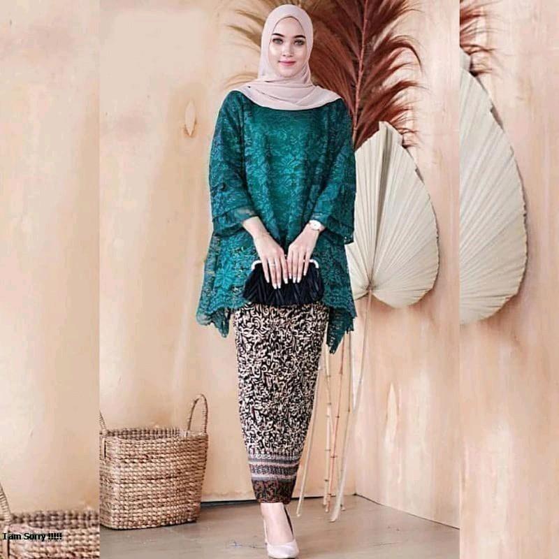 PROMO SET KEBAYA RINJANI JUMBO KEBAYA BURKAT ORIGINAL Dress Setelan Baju Wanita Tebal 5