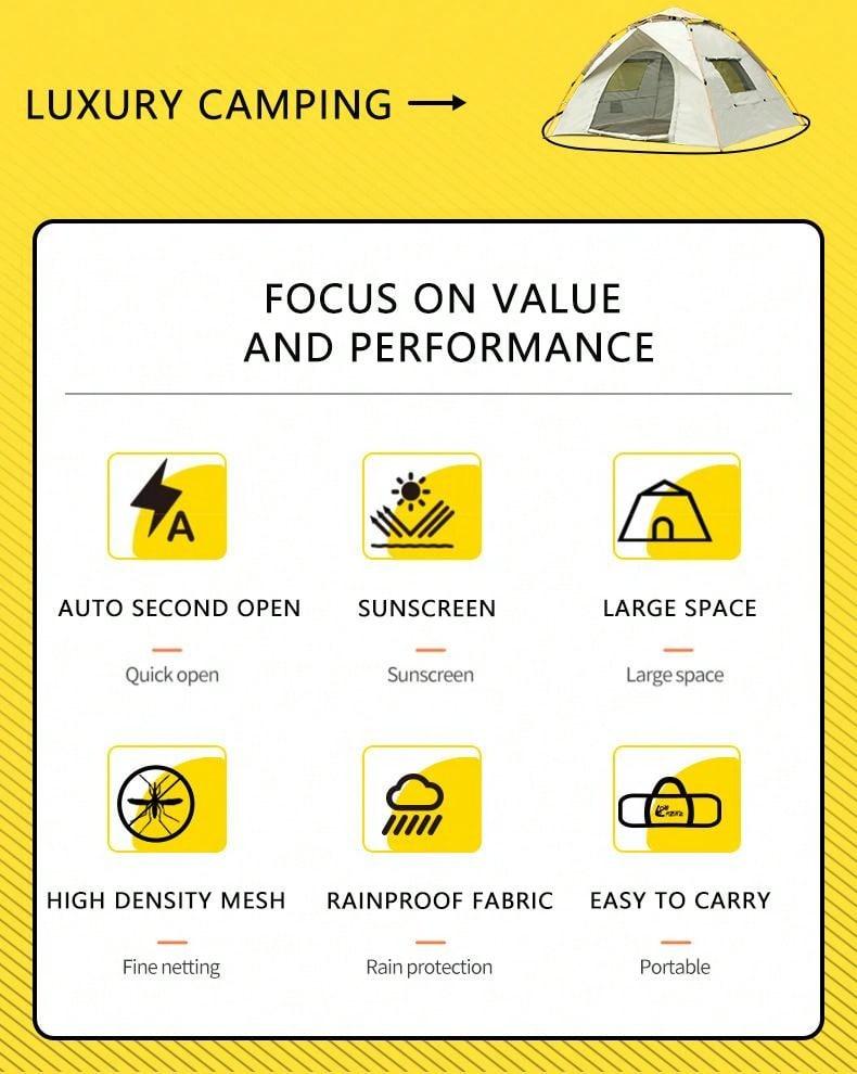 Product Introduction of One Piece Double Door Double Window Version Tent Outdoor Camping Portable Folding Big Tent Camping Equipment Tent Large Rain and Moisture Resistant Tent Equipped with Moisture Pad 5