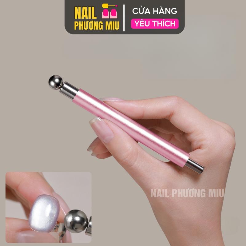 Nam Châm 2 Đầu Bi Thép Tròn Kiểu Mới Thanh Dài Hơ Mắt Mèo Siêu Sáng, Thanh Nam Châm 2in1 Đa Năng Đầu Thép Chuyên Dụng Làm Nail Màu Ngẫu Nhiên