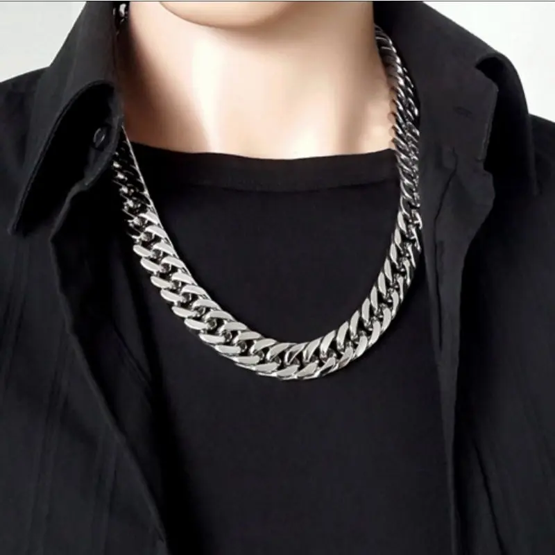 KALUNG DOUBLE RANTAI TITANIUM PRIA SILVER ELEGAN HIGH QUALITY TERLARIS MURAH