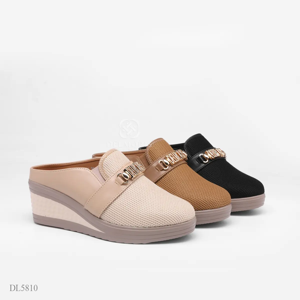 DELMORIS Adrella Series DL5810 Sepatu Wedges Slop Wanita Import