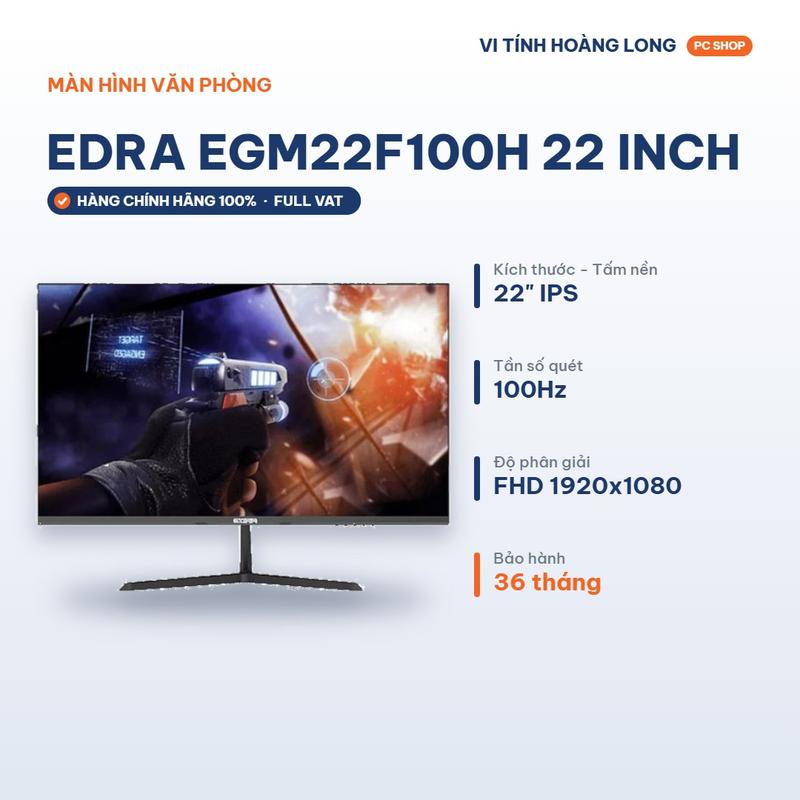 Màn hình Gaming EDRA EGM22F100H 21.5 inch, Full HD, IPS, 100Hz, Phẳng, Đen