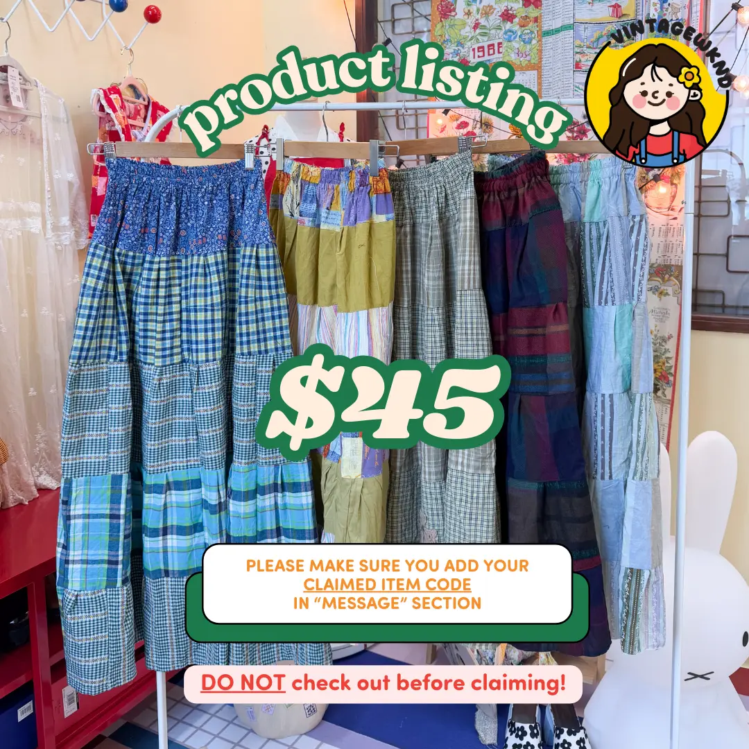 $45 SUMMERSZN Gingham Patchwork Midi Skirt [Waist: 18-40"]
