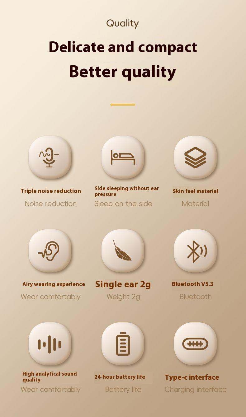 X68 Sleep Bean Mini Wireless Earbuds Touch Noise Reduction Headphone In-Ear nirkabel TWS Bluetooth earphone Panggilan Jelas Bass headset Dual-Ear Earbuds Berumur Tahan Lama