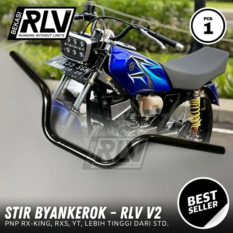 STANG STIR HITAM TINGGI RXKING RXS RXK YT RLV MODEL MJB BANDUNG STYLE KUALITAS TERBAIK HITAM GLOSY 0