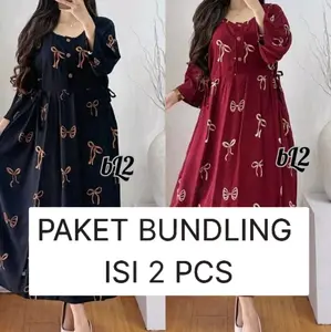 BUNDLING ISI 2 DASTER CHIBI PITA 3/4//bahan rayon tebal supernyaman//busui resleting วินเทจ zig zag Midi daster