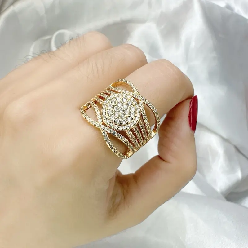 Beli 2 bonus 1 cincin/anting. C11 (02) cincin permata bulat ukir perhiasan wanita xuping