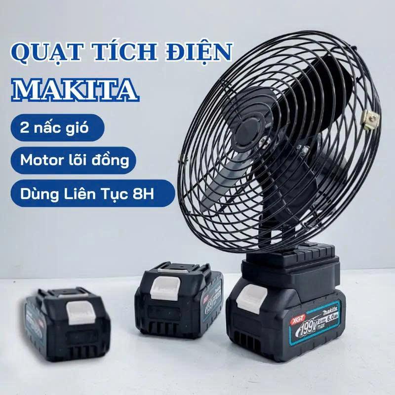 Quạt Tích Điện Bin 10 Cell Dùng Liên Tục 8H Quạt Makita Để Bàn 2 Cấp Độ Gió Siêu Mát