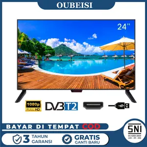 OUBEISI TV LED 24/25 Inch Digital Televisi Murah Monitor LED Resolusi HD 1680x1050 Port HDMI VGA USB Sistem Hemat Energi Cerdas