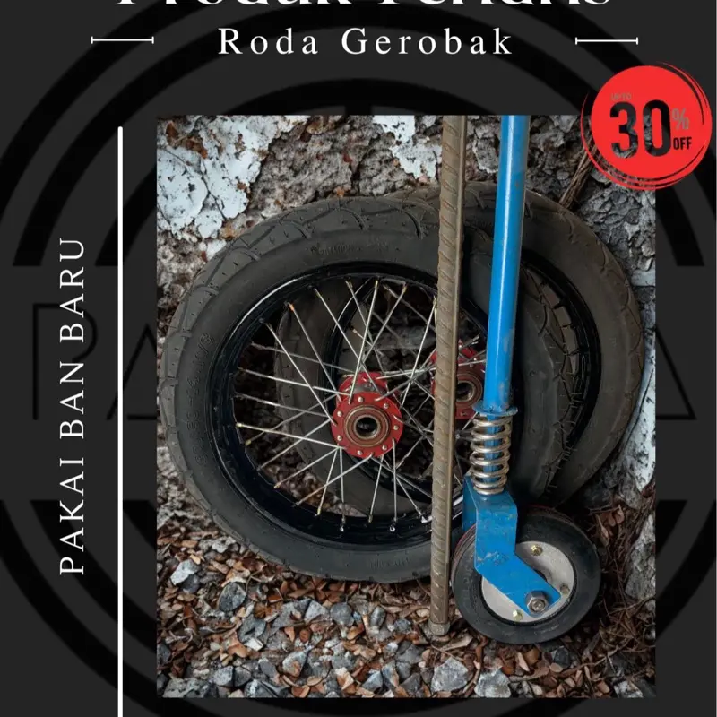 Roda gerobak ring 14 model jari jari ban baru paket komplit tinggal pakai
