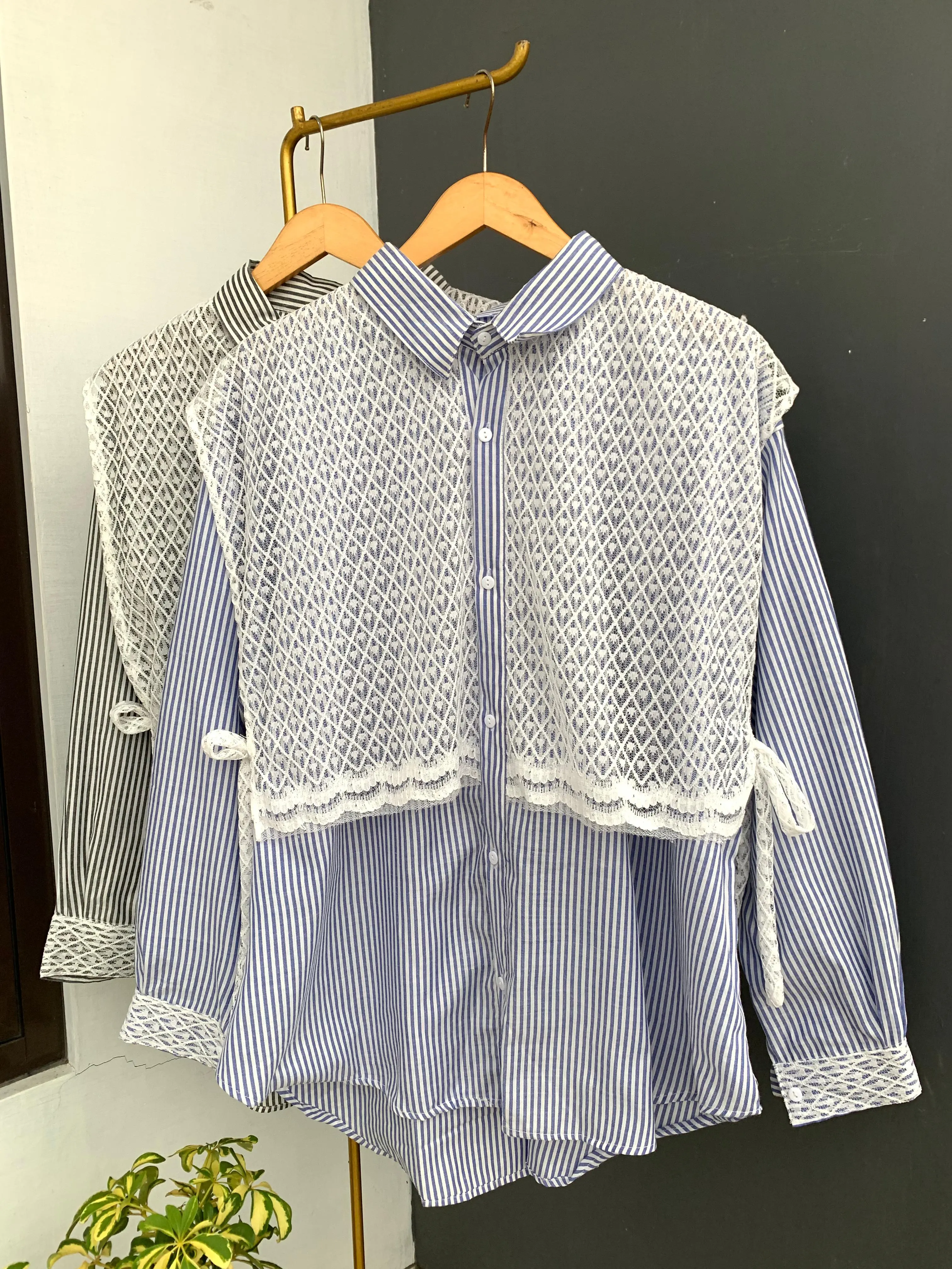FARAH BLOUSE KOMBINASI JUMBO KEMEJA STRIP KOMBI BROKAT KEMEJA SALUR BROKAT JUMBO