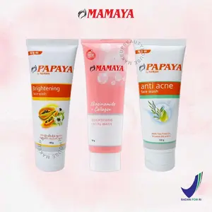 {Mamaya} Papaya Brightening | Anti Acne |  Face Wash BPOM Resmi Bersertifikasi Halal 100gr
