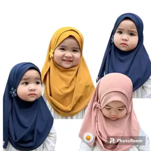 Hijab Anak Pastan Bunga | Hijab Anak Bahan Jersey Premium dicuci dengan tangan saja terracotta/hijau