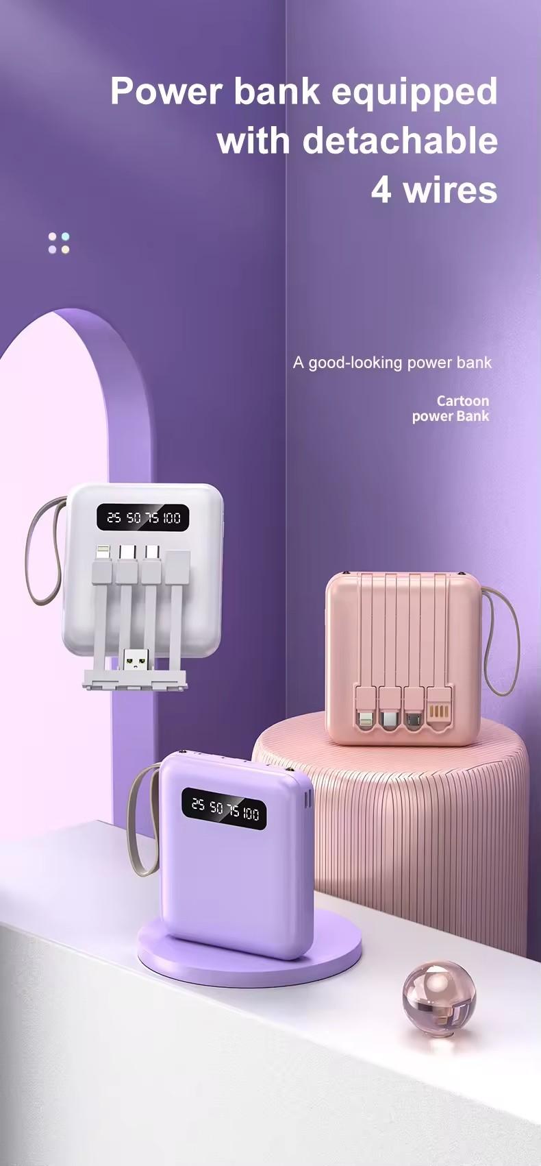 Product Introduction of 【COD】Hot Sale 20000mAh Mini Power Bank with 4 USB Ports Fast Charging and LED Display, Portable for iOS/Android Phone Charging - Power Bank Charger Pink (Free Shipping) 40