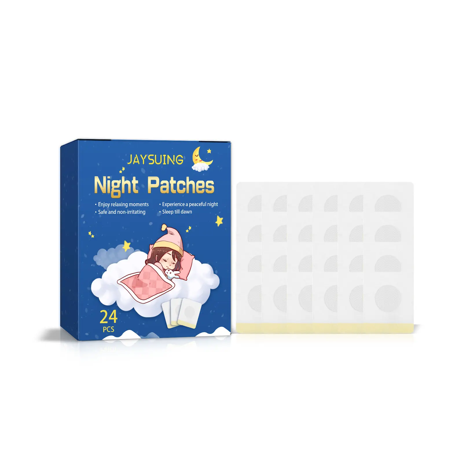 Jaysuing Herbal Sleep Patch untuk kualitas tidur buruk, sering bermimpi, kesulitan tidur, dan tidur ringan; plester pusat untuk perawatan tidur.