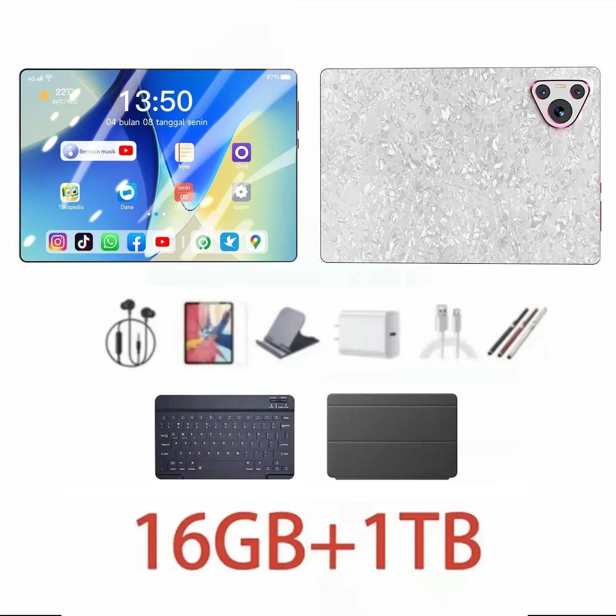 Putih + penutup keyboard