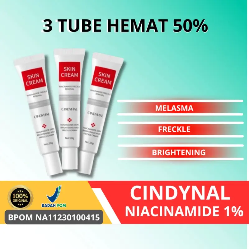 BPOM Paket 3 Pcs Cindynal Skin Cream Whitening Freckle Cream Remove Dark Spots AntiFreckle Niacinamide Pelembab Flek Wajah Bintik Hitam 0