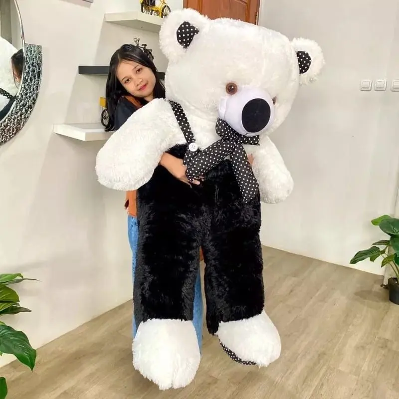 Boneka Beruang Panda Jumbo Besar 1.2 Meter Label SNI Set Hadiah