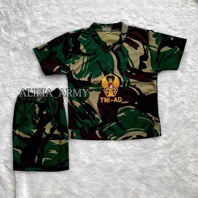 Product Introduction of Setelan kaos anak tangan pendek loreng malvinaz || Satu setel kaos dan celana loreng army bahan dryfit kids unisex Bordir Fashion 21