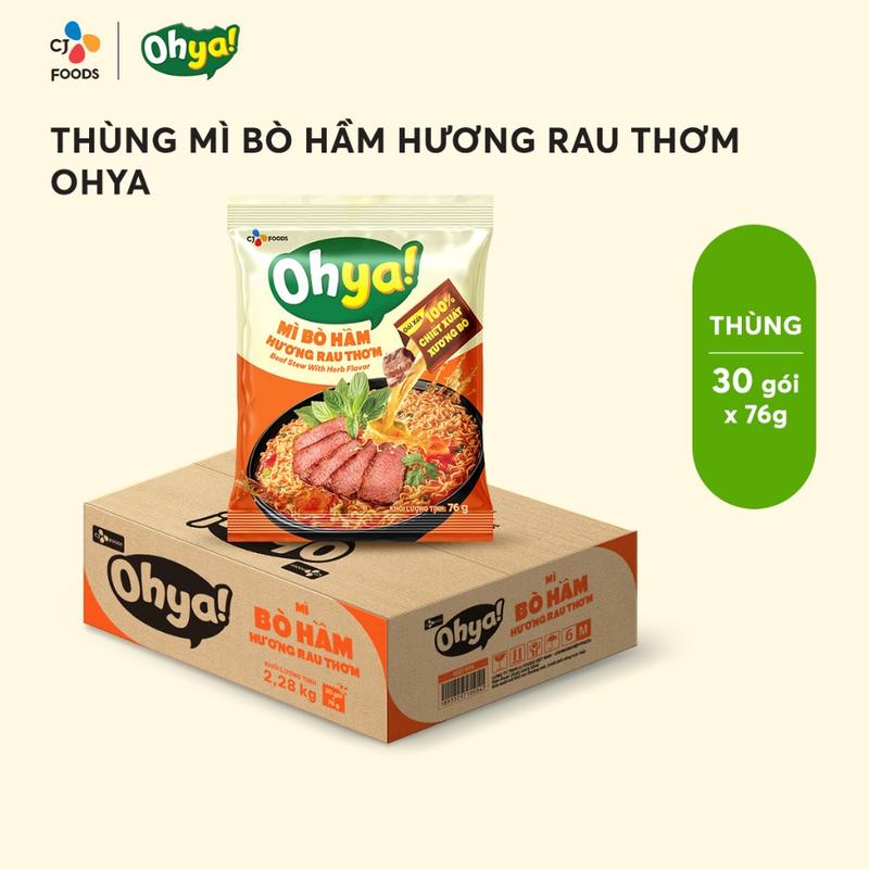 Thùng 30 gói Mì Ohya Bò hầm rau thơm 76g TOP