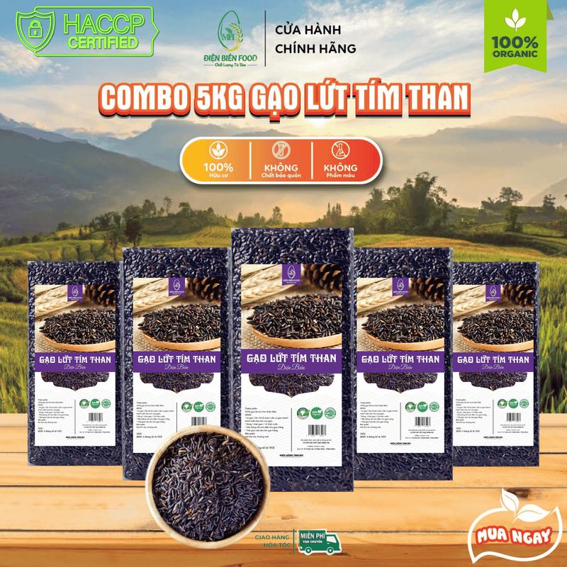  Gạo Lứt Tím Than Điện Biên Combo 5kg   5 túi 1kg hút chân không   