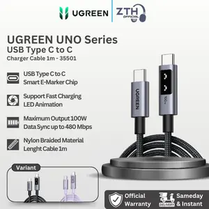 Ugreen Uno Kabel Data Smart Digital Display Type C to Type C Fast Charging 100W 5A