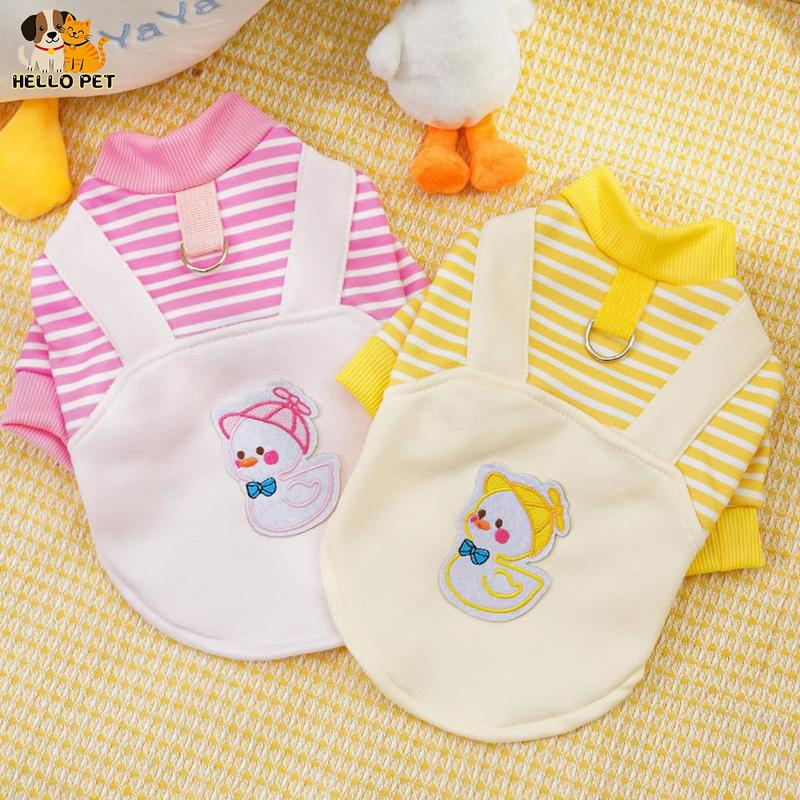 Quần áo cho chó và mèo cưng, Hàng mới về cho mùa thu và mùa đông, Áo hoodie lông cừu, Vật phẩm ngắn tiếng Anh, Vịt sọc, Thích hợp cho chó và mèo cỡ Trung Bình Kefa Dou, Có thể kéo dài