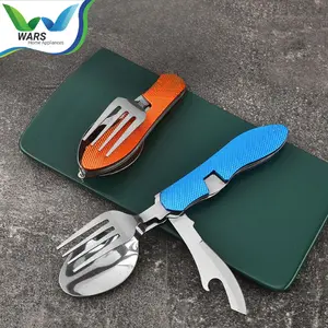 WARS Sendok Garpu Pisau Lipat Alat Camping Portable Pocket Knife EDC 4 in 1