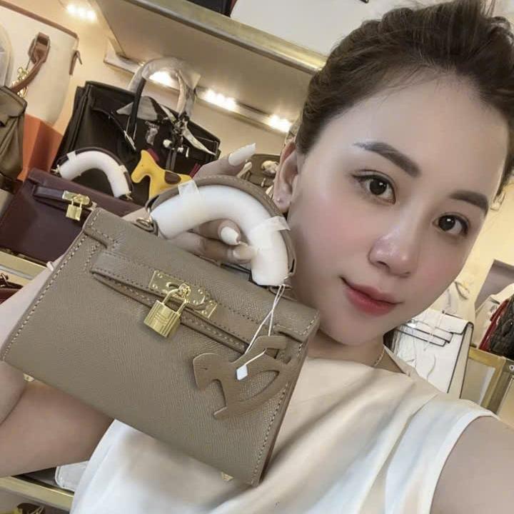 Túi xách nữ size 19 Đeo chéo cam tay sang chảnh da sần gạo kem khăn quấn quai túi thời trang xách tay và đeo chéo tiện lợi - Bag