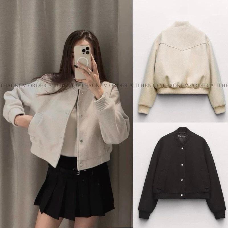 [ DEAL MẪU MỚI ] Áo Khoác Bomber - Áo Khoác Nữ Dạ Ép Dáng Ngắn Croptop Nữ Thu Đông Mặc Tết 2025