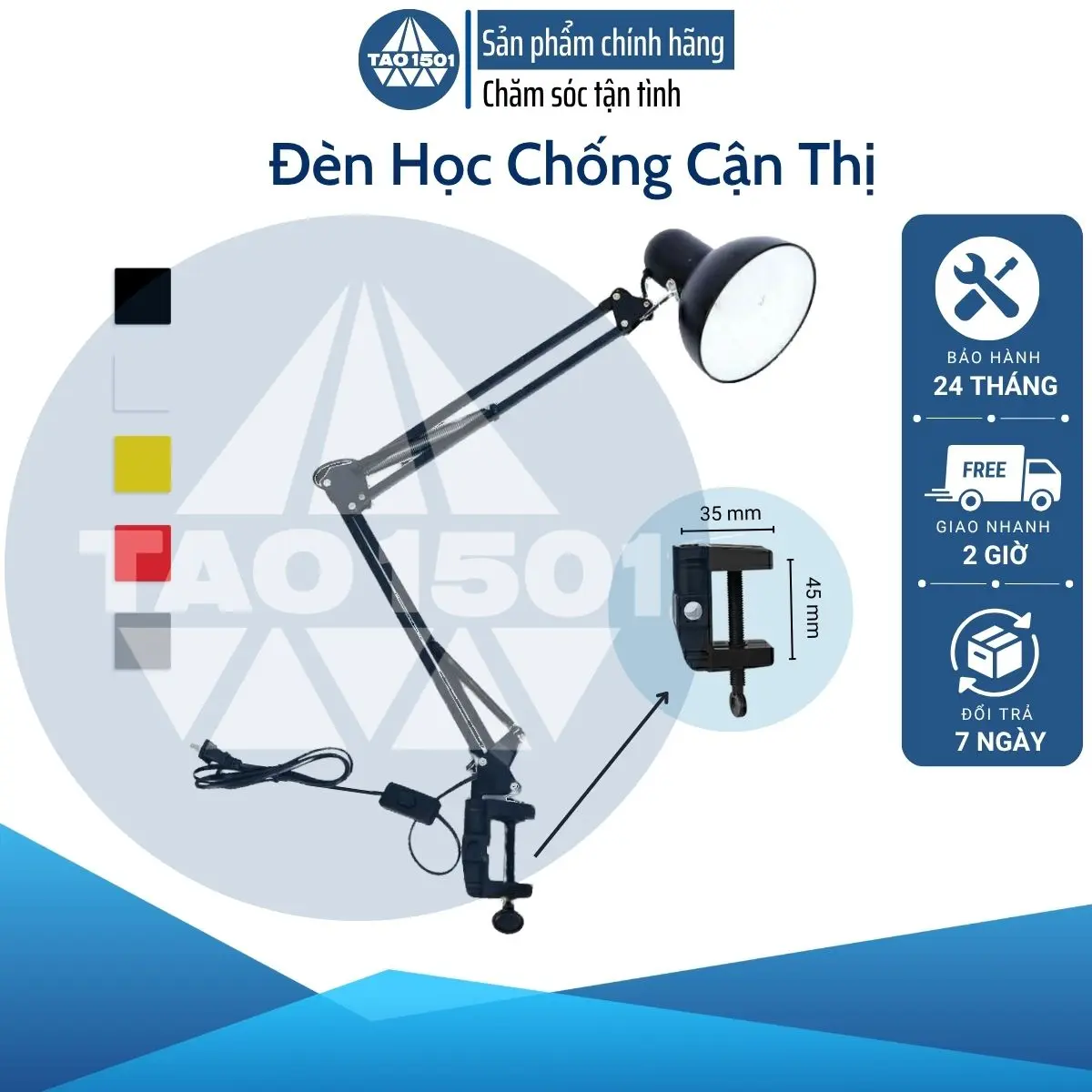 TAO1501 Đèn Học Kẹp Bàn Đọc Sách Làm Việc TAO1501 Bóng LED Chống Cận Thông Minh Đổi Màu 3 Chế Độ Bảo Hành 24 Tháng Giao Hàng Nhanh 2 Giờ Đổi Trả 7 Ngày