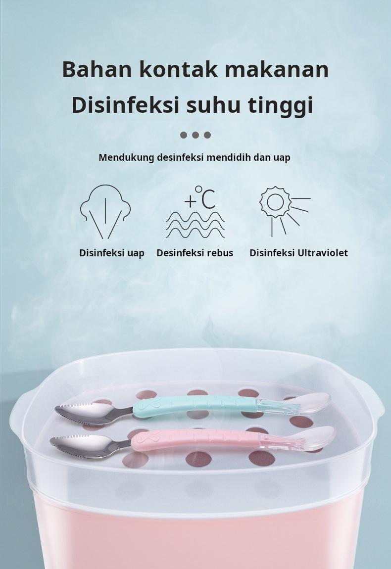 Sendok makan bayi berkepala dua, cocok untuk memberi makan buah dan bubur, desain sederhana