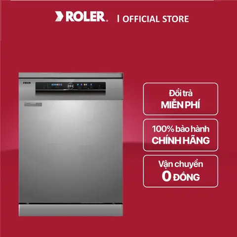 Máy rửa bát độc lập ROLER 15 bộ RDW-5514.3-SC. Công nghệ sóng siêu âm Ultrasonic làm sạch vết bẩn, khử mùi