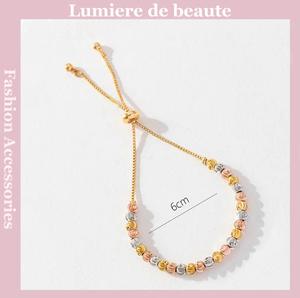 Gelang Tangan Keluli Titanium, Manik Cantik, Trend Reka Bentuk Unik, Gelang Manik Tembikai, Gelang Boleh Laras, Sesuai sebagai Hadiah untuk Barang Kemas Teman Wanita Jewelry Bracelets Bangles