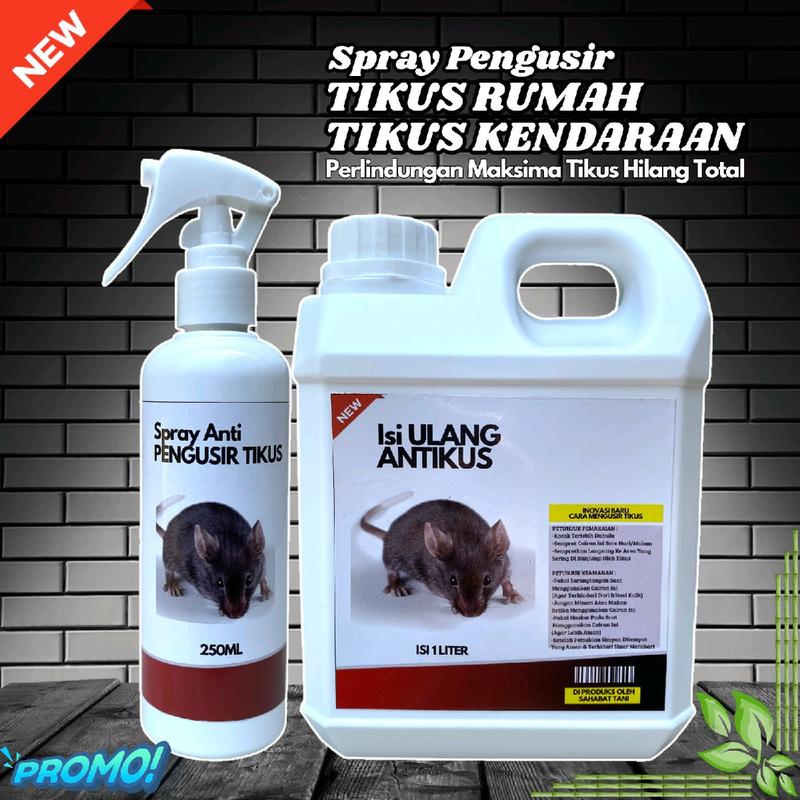 Spray Pengusir Tikus Rumah | Tikus Kendaraan | 100% Bahan Alami | Perlindungan Maksimal Tikus Hilang Total | Pilihan Ukuran 250ml | Isi 1 Liter | 1L Gratis 250ml 0