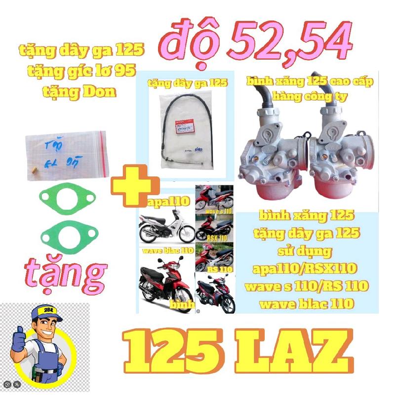 MẢ 2 Bình xăng con 125 hiệu LAZ hàng nội địa thái sử dụng cho xe 100,110,125 full neo full X apa100,110 wave s 100 110 wave blac RSX RS sản phẩm bán chạy tiết kiệm xăng ga inti yêm giúp tăng công suất động cơ độ 52,54